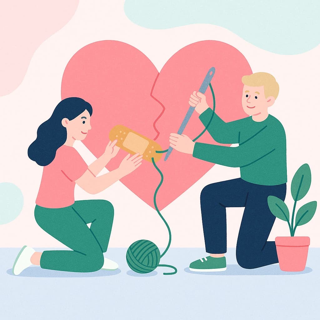 Couple fixing heart